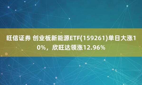 旺信证券 创业板新能源ETF(159261)单日大涨10%，欣旺达领涨12.96%