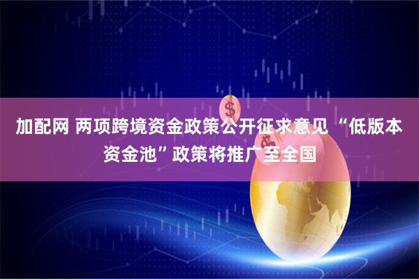 加配网 两项跨境资金政策公开征求意见 “低版本资金池”政策将推广至全国